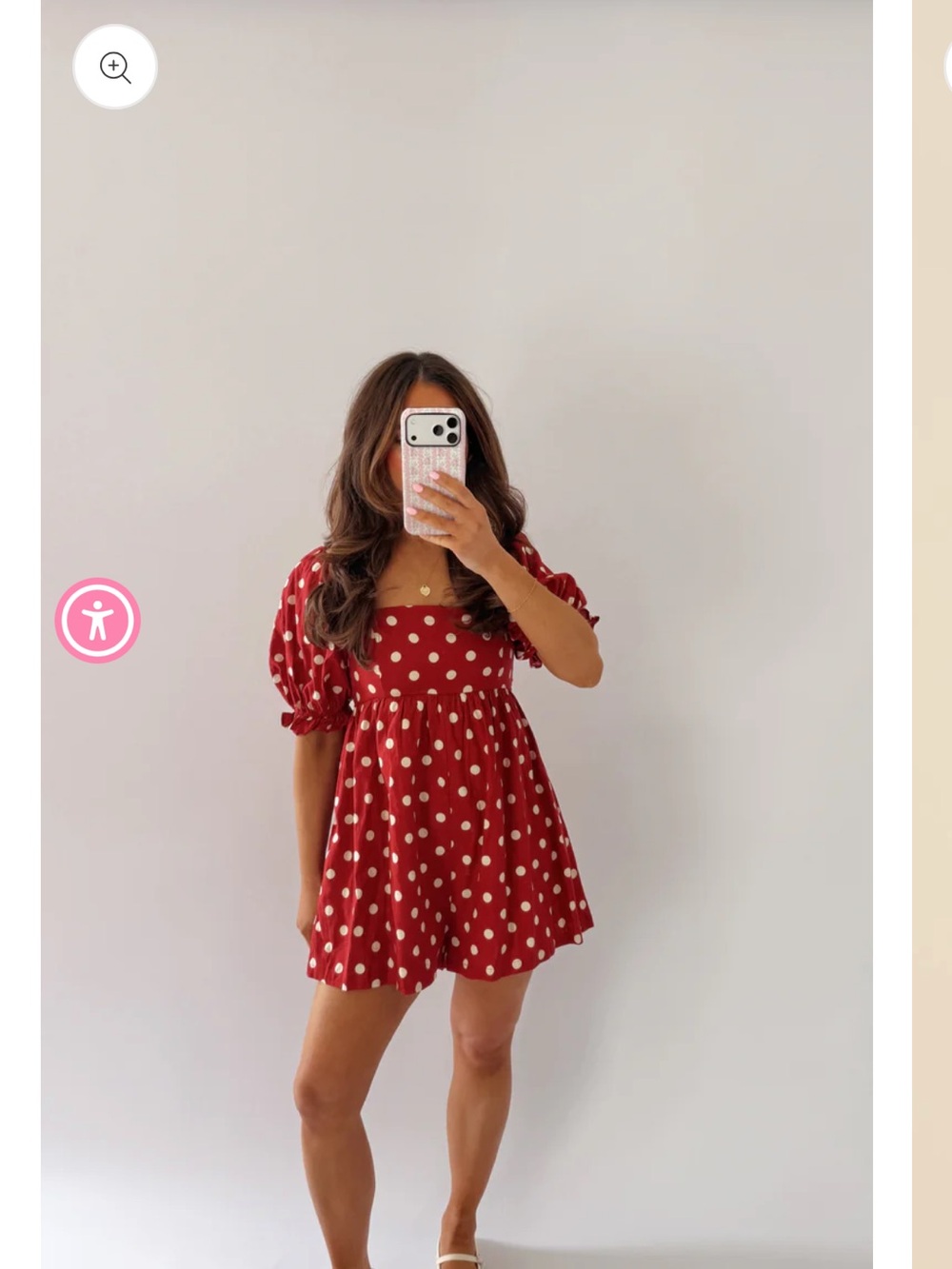 Red Polka Dot Square-Neck Romper